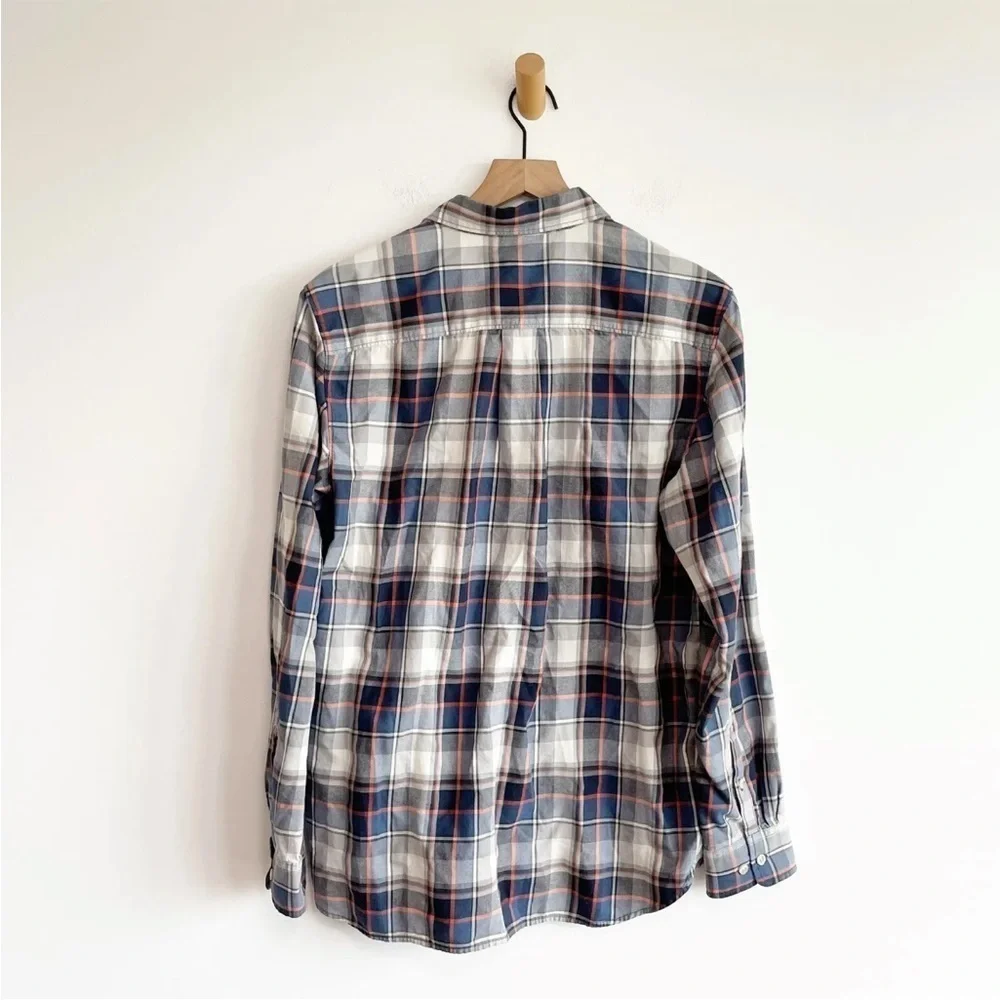 The North Face Men's Plaid Button Up Casual Shirt Blue Gray Medium
